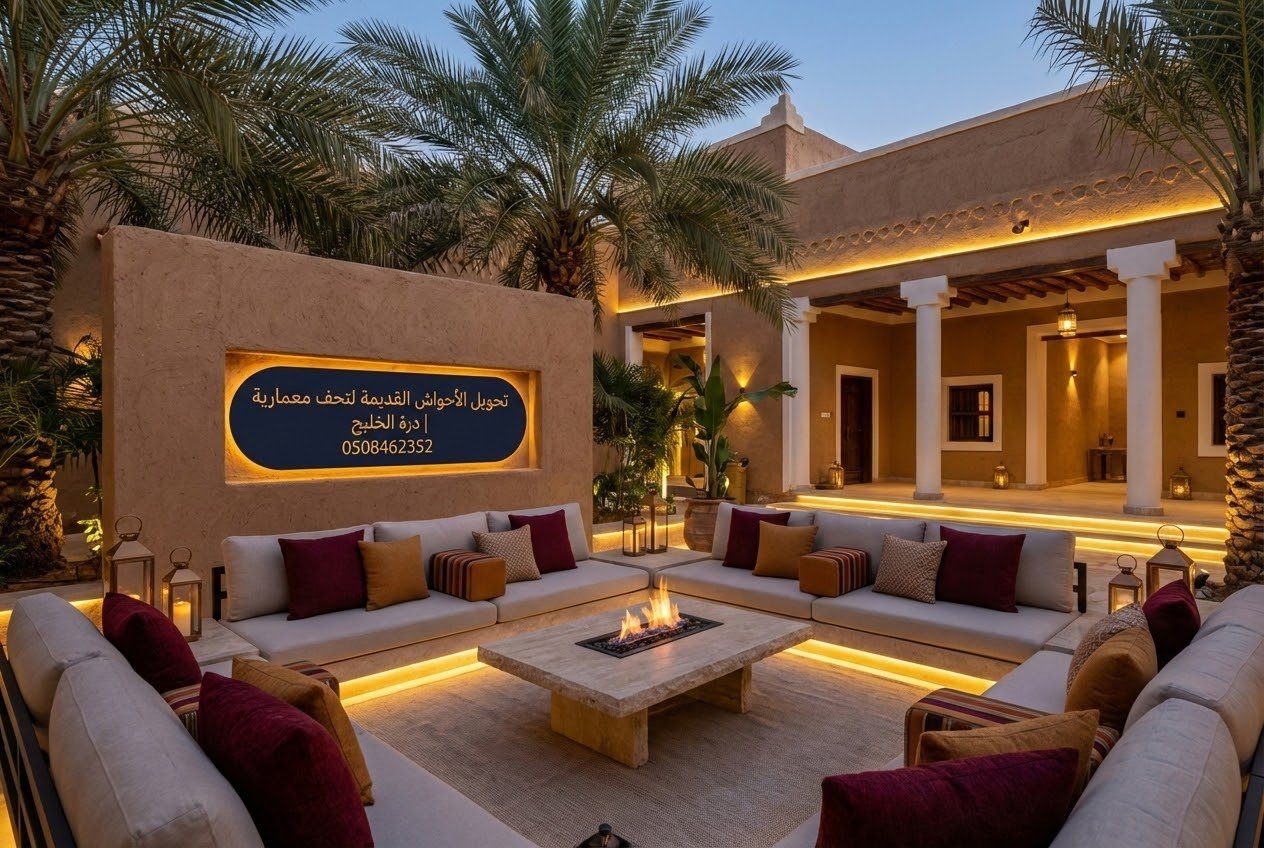 تجديد-أحواش-البيوت-الشعبية-القصيم تحويل وتجديد أحواش البيوت الشعبية القديمة إلى تصميمات حديثة وتراثية بالقصيم