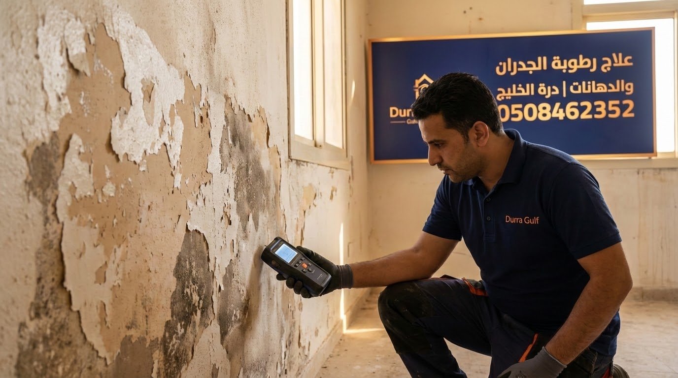 علاج رطوبة الجدران وتقشير الدهانات في القصيم بواسطة خبراء شركة درة الخليج باستخدام أحدث الأجهزة